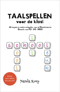 Een boek met taalspellen voor de klas, met leuke schrijfopdrachten om te geven aan leerlingen.